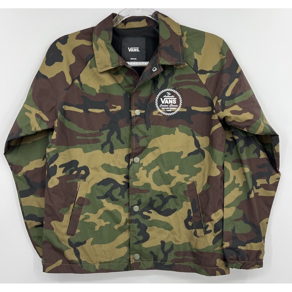 Vans Torrey Jacket Size Medium Youth Boys Camo Skate Windbreaker Snap Lined